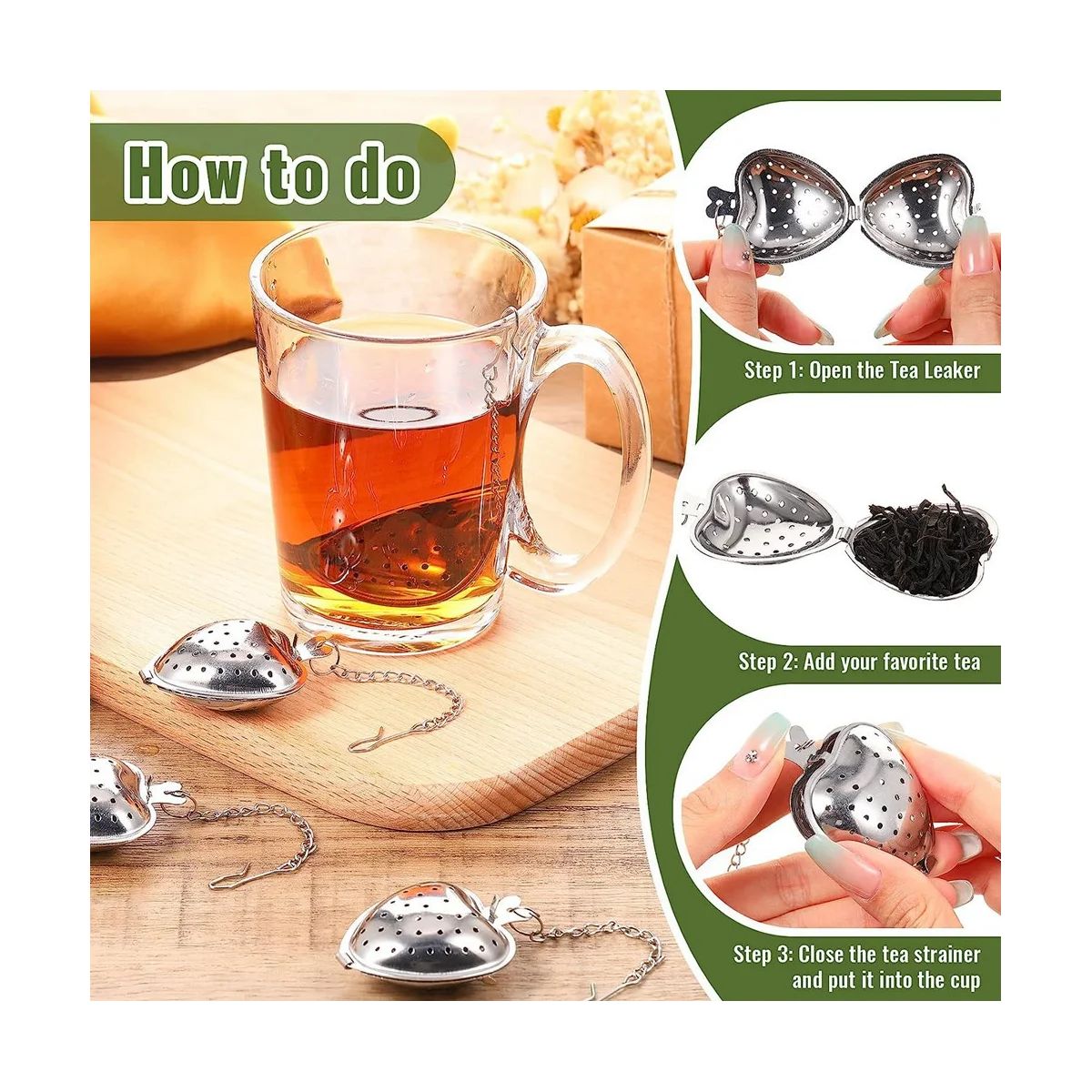 Ситечко для чая из нержавеющей стали, 25 шт.
Ситечко для чая из нержавеющей стали, 25 шт.