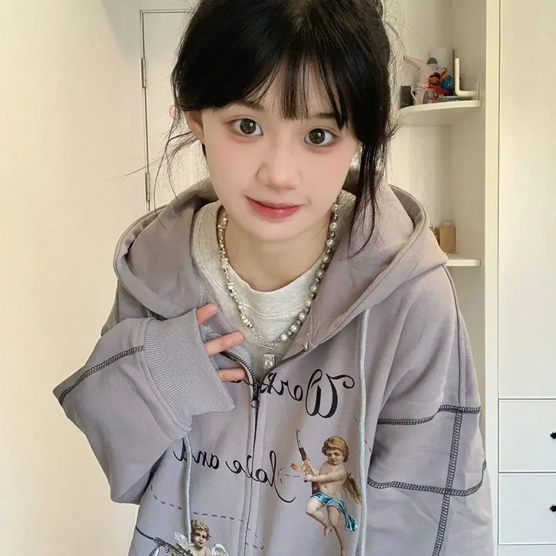 American ancient the hooded fleece female dong with velvet thickening popular logo letters cardigan zipper coat small clothes
American ancient the hooded fleece female dong with velvet thickening popular logo letters cardigan zipper coat small clothes