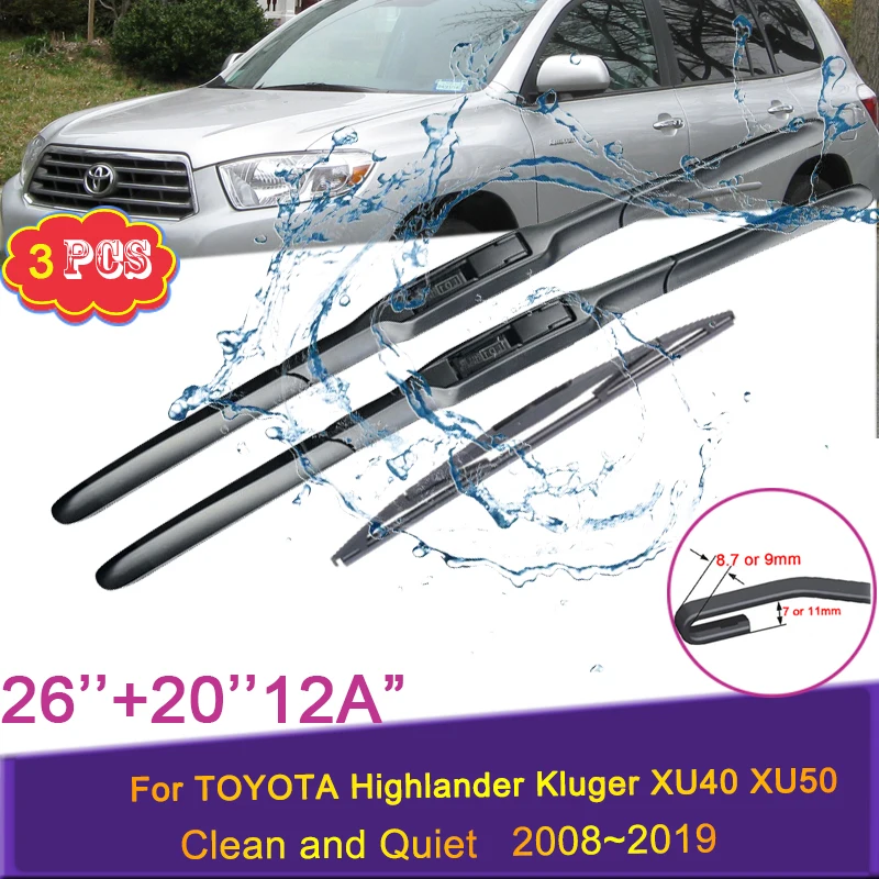 3X Car Wiper Blades For TOYOTA Highlander Kluger XU40 XU50 2009-2019 2012 2018 Front and Rear Windshield Wipers Auto Accessories 
3X Car Wiper Blades For TOYOTA Highlander Kluger XU40 XU50 2009-2019 2012 2018 Front and Rear Windshield Wipers Auto Accessories