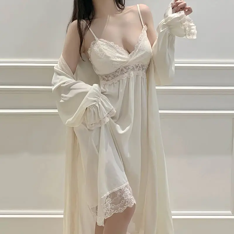 Elegant Pajamas Robe Sets Women Sexy Nightdress Lounge Wear Set Lace Sleepwear Bathrobe French Elegant Dressing Gown Nightie
Elegant Pajamas Robe Sets Women Sexy Nightdress Lounge Wear Set Lace Sleepwear Bathrobe French Elegant Dressing Gown Nightie