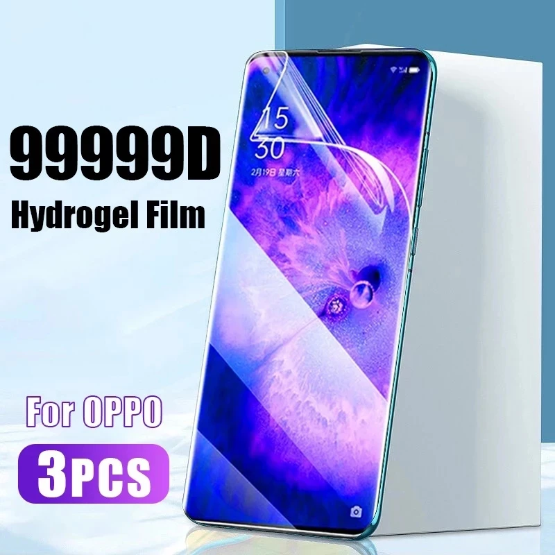 

3PCS 500D Hydrogel Film On For OPPO A5 A9 2020 A94 A93 A91 A72 A73 A52 A53s Reno 2z 3 4 5 6 Lite R17 R15 film Screen Protector