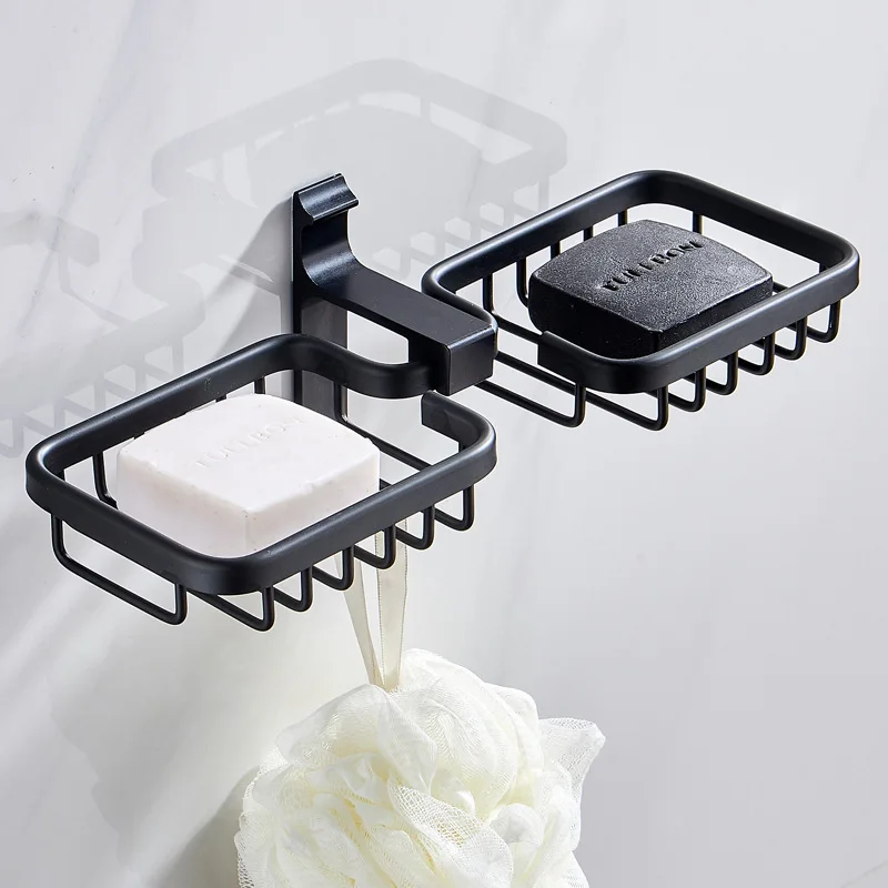 Soap Holder Bathroom Draining Soap Box with Hooks Shower Black Aluminum Wall Mounted Punch-free Soap Holder Salle De Bain
Soap Holder Bathroom Draining Soap Box with Hooks Shower Black Aluminum Wall Mounted Punch-free Soap Holder Salle De Bain