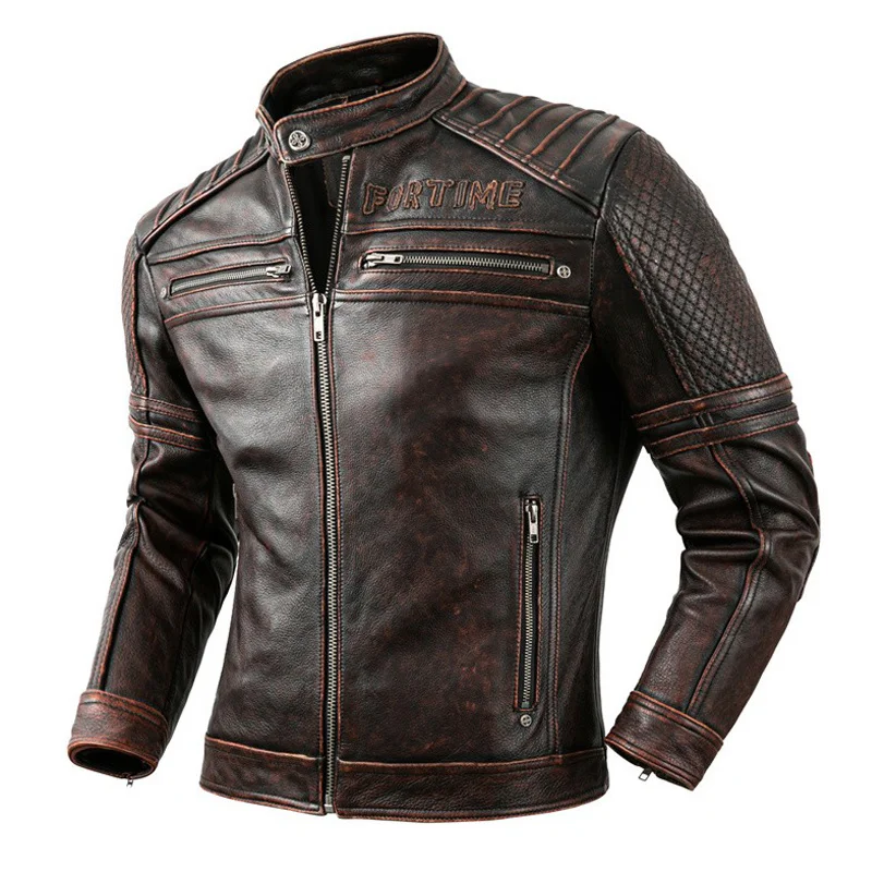 Mens Motorcycle Jacket Genuine Leather Coats Moto Biker Men Jackets Vintage Calf Skin Real Leather Coats Men Racer Clothing
Mens Motorcycle Jacket Genuine Leather Coats Moto Biker Men Jackets Vintage Calf Skin Real Leather Coats Men Racer Clothing