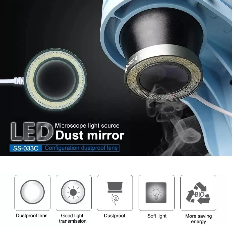 Sunshine SS-033C LED Dustproof Mirror Microscope Ring Light Source Adjustable Eye Protection White Lamp for Microscope
Sunshine SS-033C LED Dustproof Mirror Microscope Ring Light Source Adjustable Eye Protection White Lamp for Microscope