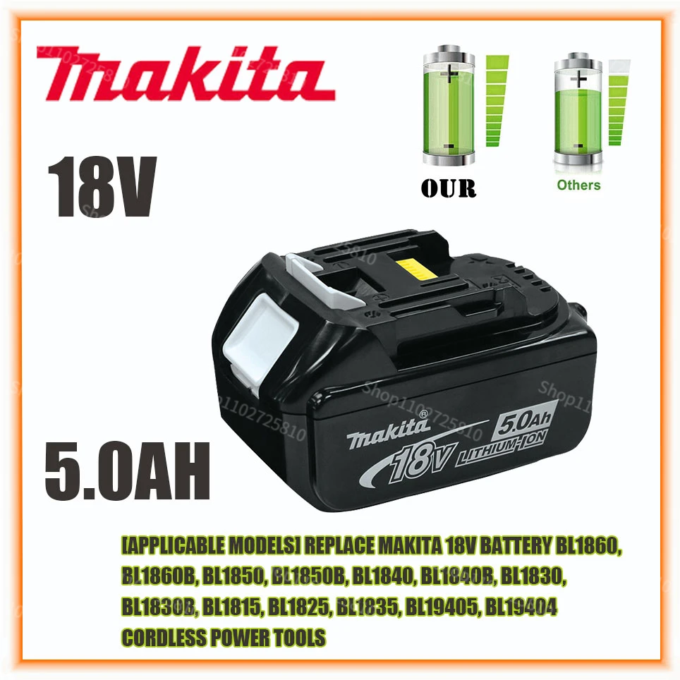 

Makita оригинальный 18V 5.0AH 6.0AH перезаряжаемый Электроинструмент аккумулятор светодиодный Литий-ионная Замена LXT BL1860B BL1860 BL1850