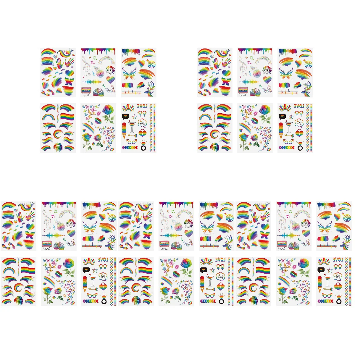 30 pcs Rainbow Tattoos Stickers Waterproof Tattoos Decal for Neck Arm Face
30 pcs Rainbow Tattoos Stickers Waterproof Tattoos Decal for Neck Arm Face