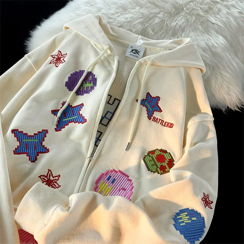European and American high street fun cartoon hooded sweater women spring and autumn thin section lazy bf style jacket trend tra
European and American high street fun cartoon hooded sweater women spring and autumn thin section lazy bf style jacket trend tra