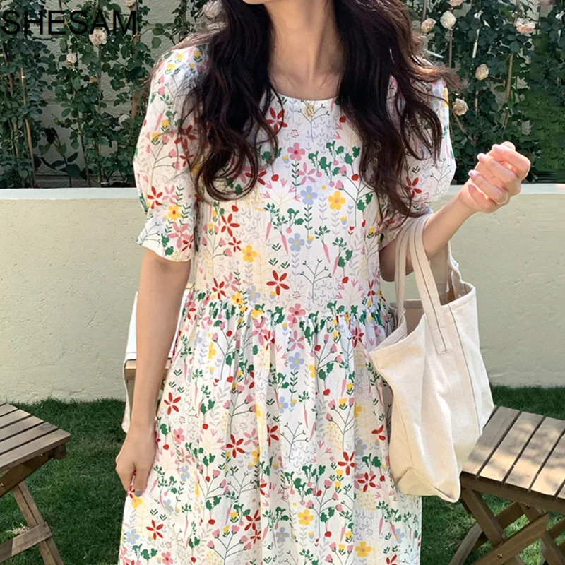 2022 Korean Chic French Soft Round neck dress woman Full Screen Small Floral Design Lace Up Waist Show Thin Bubble Sleeve Dress
2022 Korean Chic French Soft Round neck dress woman Full Screen Small Floral Design Lace Up Waist Show Thin Bubble Sleeve Dress