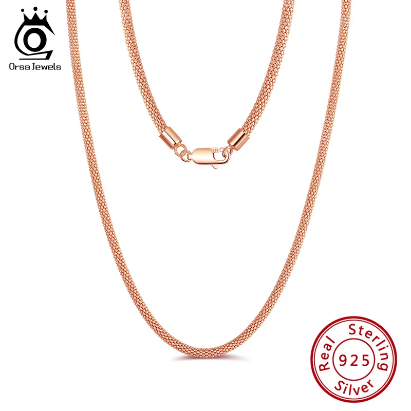 ORSA JEWELS 3mm width 45-60cm 925 Sterling Silver Popcorn Chain Necklaces Women Men Jewelry Mesh Popcorn Chain Necklace SC42
ORSA JEWELS 3mm width 45-60cm 925 Sterling Silver Popcorn Chain Necklaces Women Men Jewelry Mesh Popcorn Chain Necklace SC42