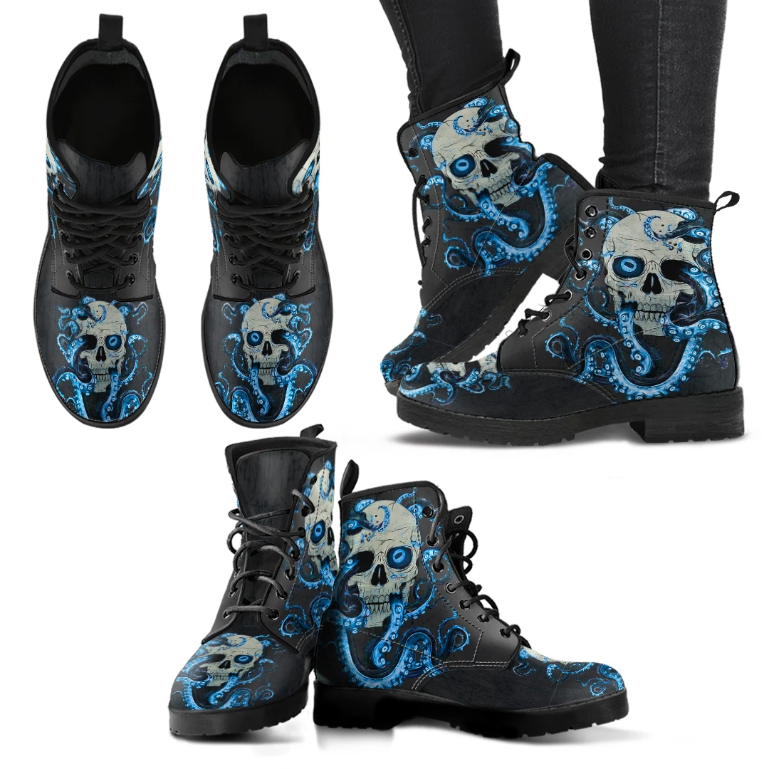 ELVISWORDS Fashion Octopus Skull High Quality Custom Women's Ankle Boots Vintage Leather Boots Casual Outdoor Boots Zapatos
ELVISWORDS Fashion Octopus Skull High Quality Custom Women's Ankle Boots Vintage Leather Boots Casual Outdoor Boots Zapatos