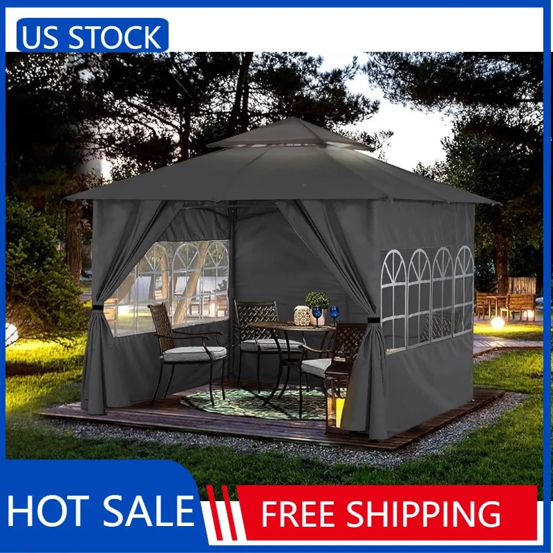 ABCCANOPY 8x8 уличная беседка-экранированная беседка для патио с занавесками и окнами для палубы, лужайки и заднего двора (серый) 
ABCCANOPY 8x8 уличная беседка-экранированная беседка для патио с занавесками и окнами для палубы, лужайки и заднего двора (серый)