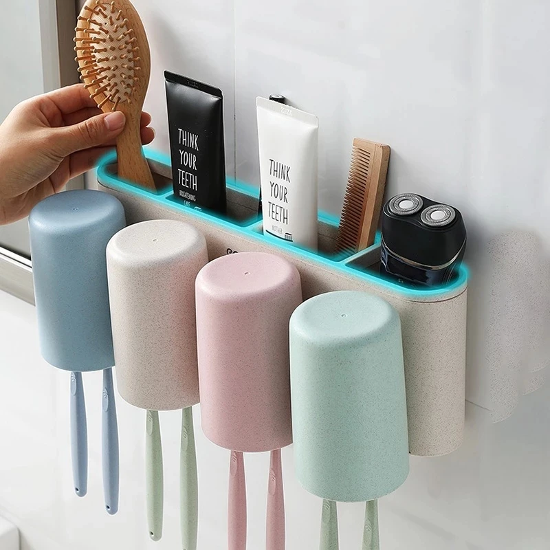 ECOCO Wall-mount Wheat Straw 2/3/4 Cup Toothbrush Holder Family Couples Toothbrush Toothpaste Cup Storage Bathroom Accessories
ECOCO Wall-mount Wheat Straw 2/3/4 Cup Toothbrush Holder Family Couples Toothbrush Toothpaste Cup Storage Bathroom Accessories