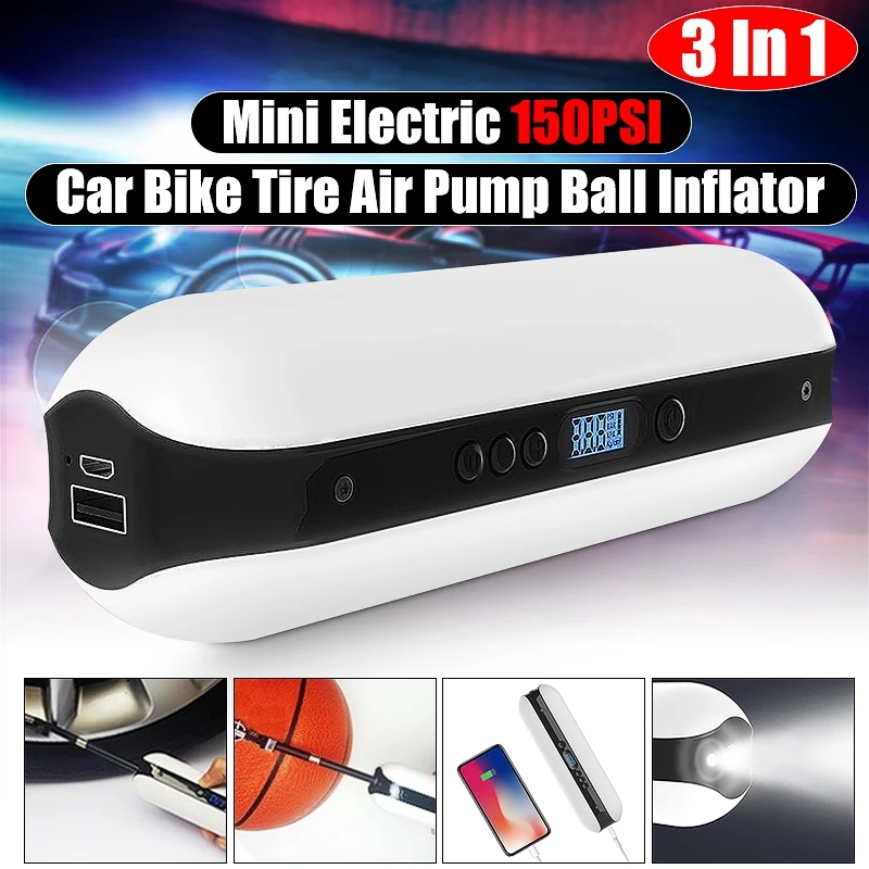 150PSI Air Pump Portable Emergency Flashlight Compressor LCD Display Pump Tire Inflator For Motorcycle Bicycle Inflatable
150PSI Air Pump Portable Emergency Flashlight Compressor LCD Display Pump Tire Inflator For Motorcycle Bicycle Inflatable