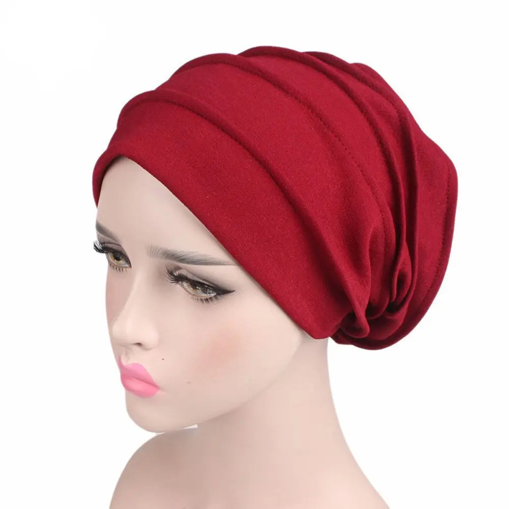 

Эластичный модный однотонный хлопковый головной платок, 1 шт., тюрбан, облегающая шапка, женская головная повязка, искусственные мусульманские хиджабы