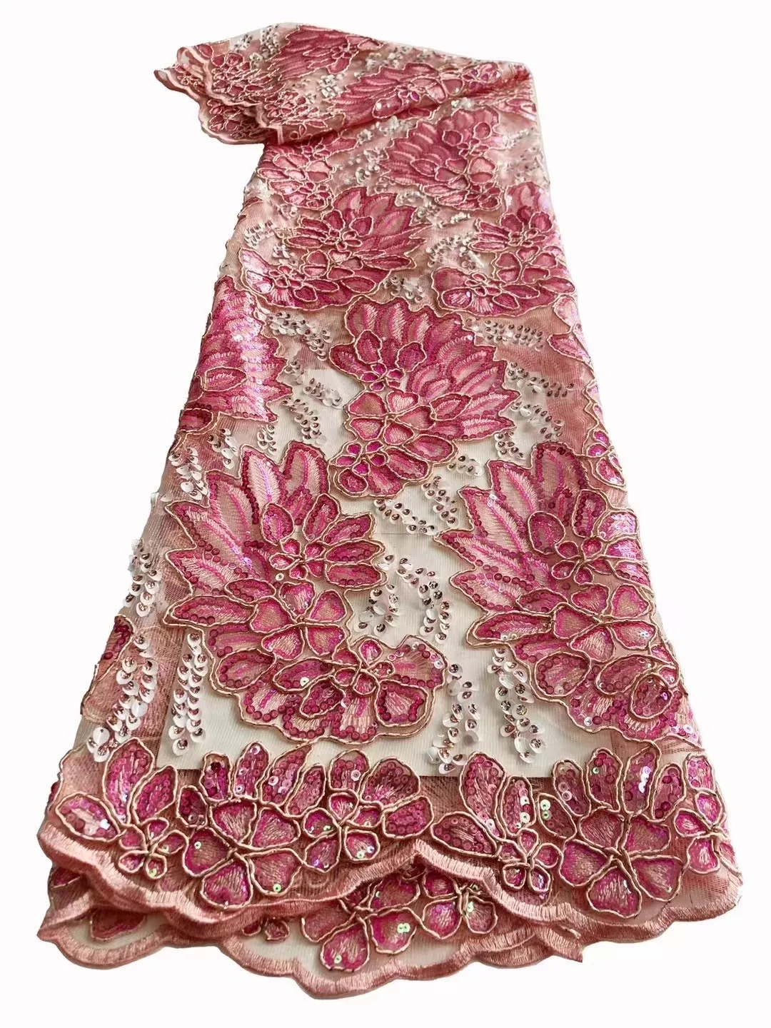 New Pink Luxury African Sequin Lace Fabric 2022 French Sequence Lace Embroidery Nigerian Mesh Tulle Lace For Garment Dress Sew
New Pink Luxury African Sequin Lace Fabric 2022 French Sequence Lace Embroidery Nigerian Mesh Tulle Lace For Garment Dress Sew