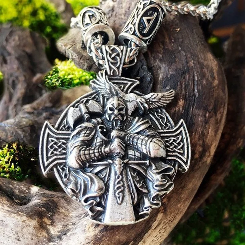 Punk Norse Mythology Viking Warrior Odin Rune Cross Pendant Amulet Necklace Men's Gothic Punk Metal Chain Jew Accessories
Punk Norse Mythology Viking Warrior Odin Rune Cross Pendant Amulet Necklace Men's Gothic Punk Metal Chain Jew Accessories