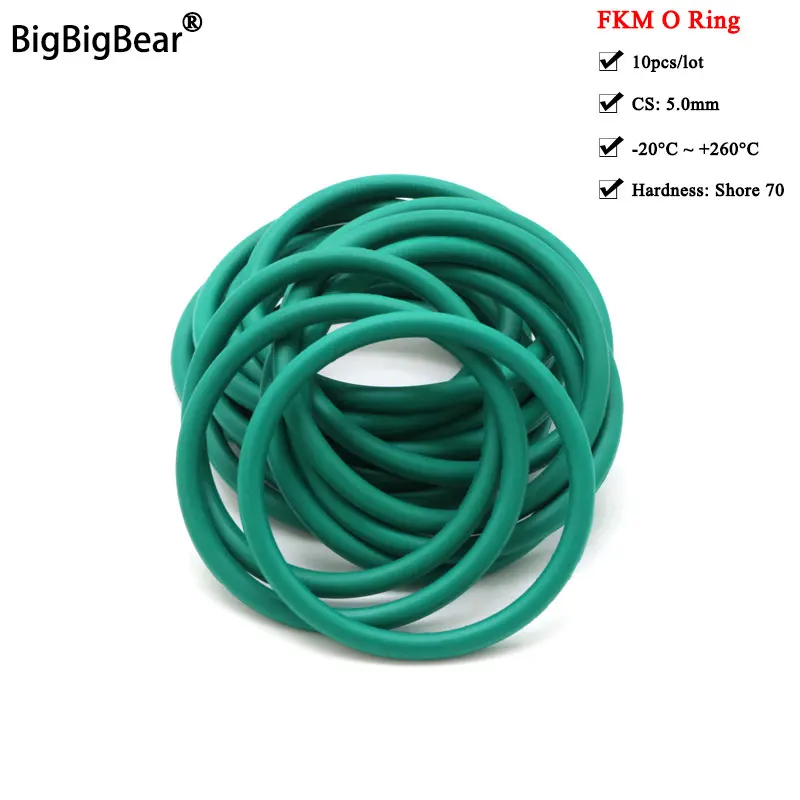 10pcs FKM O Ring CS 5mm OD 16 ~ 100mm Sealing Gasket Insulation Oil High Temperature Resistance Fluorine Rubber O Ring Green
10pcs FKM O Ring CS 5mm OD 16 ~ 100mm Sealing Gasket Insulation Oil High Temperature Resistance Fluorine Rubber O Ring Green