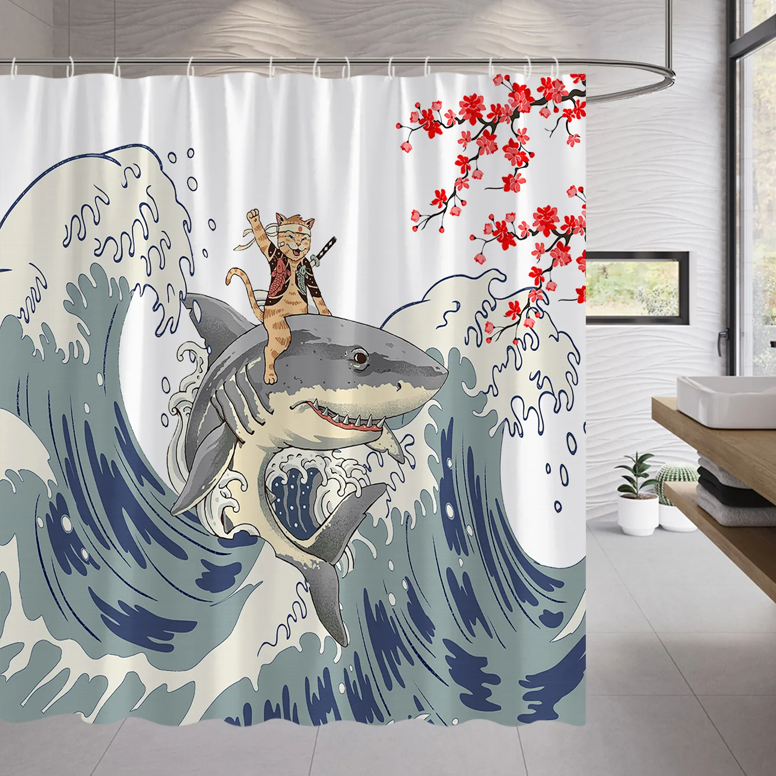 Японская креативная занавеска для душа, забавная кошка, Акула, морская волна, цветение вишни, винтажный декор для ванной комнаты, шторы для в...
Японская креативная занавеска для душа, забавная кошка, Акула, морская волна, цветение вишни, винтажный декор для ванной комнаты, шторы для в...