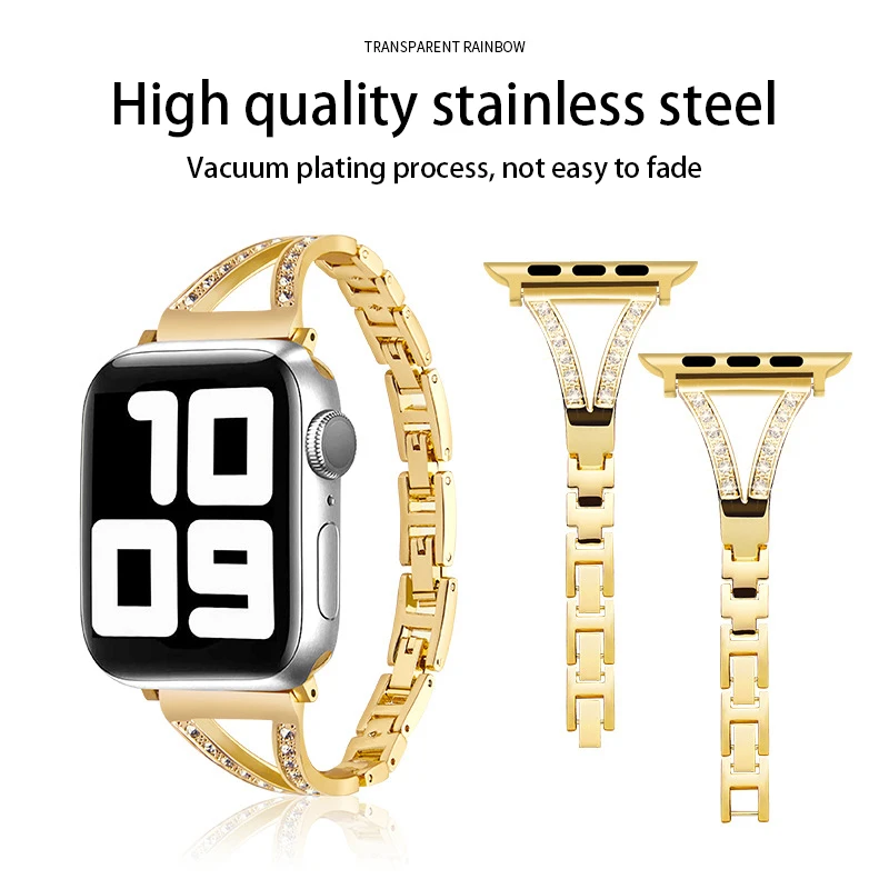 Metal Strap For Apple Watch Band 42mm/44mm/45mm Series 7 6 5 4 3 2 1 SE Metal Diamond Stainless Steel Strap 38mm/40mm/41mm
Metal Strap For Apple Watch Band 42mm/44mm/45mm Series 7 6 5 4 3 2 1 SE Metal Diamond Stainless Steel Strap 38mm/40mm/41mm
