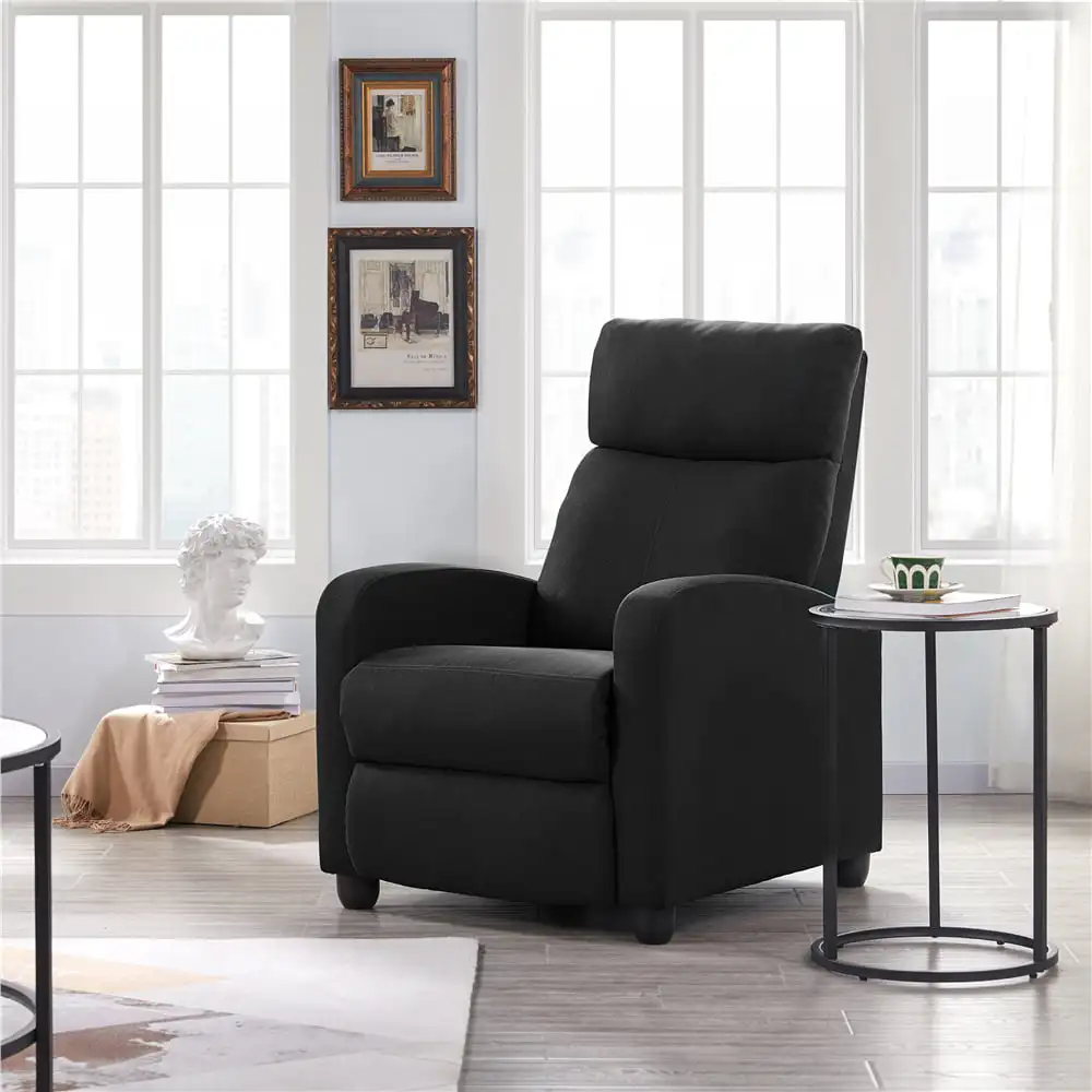 Fabric Push Back Theater Recliner Chair with Footrest, Black Waterproof Leisure Lazy Single Sofa for Living Room Bedroomr
Fabric Push Back Theater Recliner Chair with Footrest, Black Waterproof Leisure Lazy Single Sofa for Living Room Bedroomr
