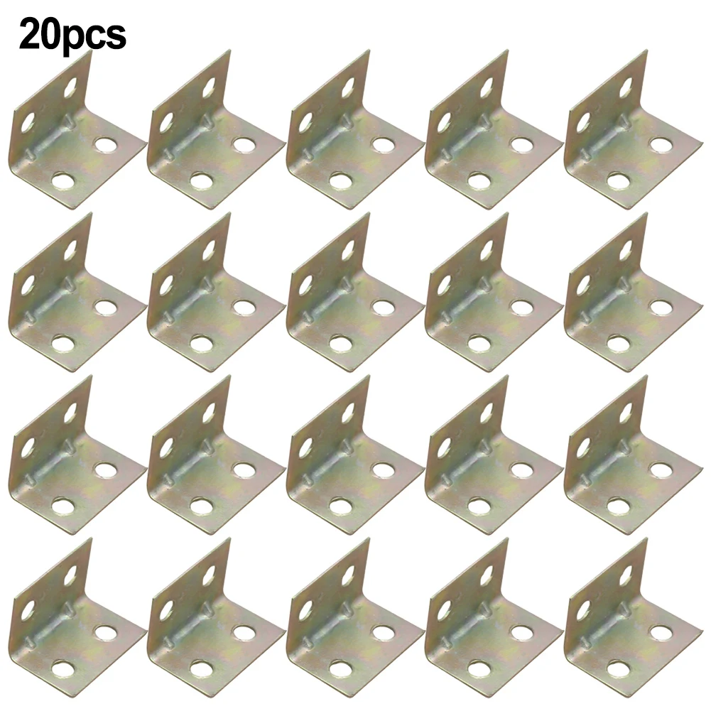 

20Pcs 90 Degree Angle Corner Bracket Metal Brackets 4 Holes For Home Wood Furniture Cabinets Drawers Corner Brace Fastener