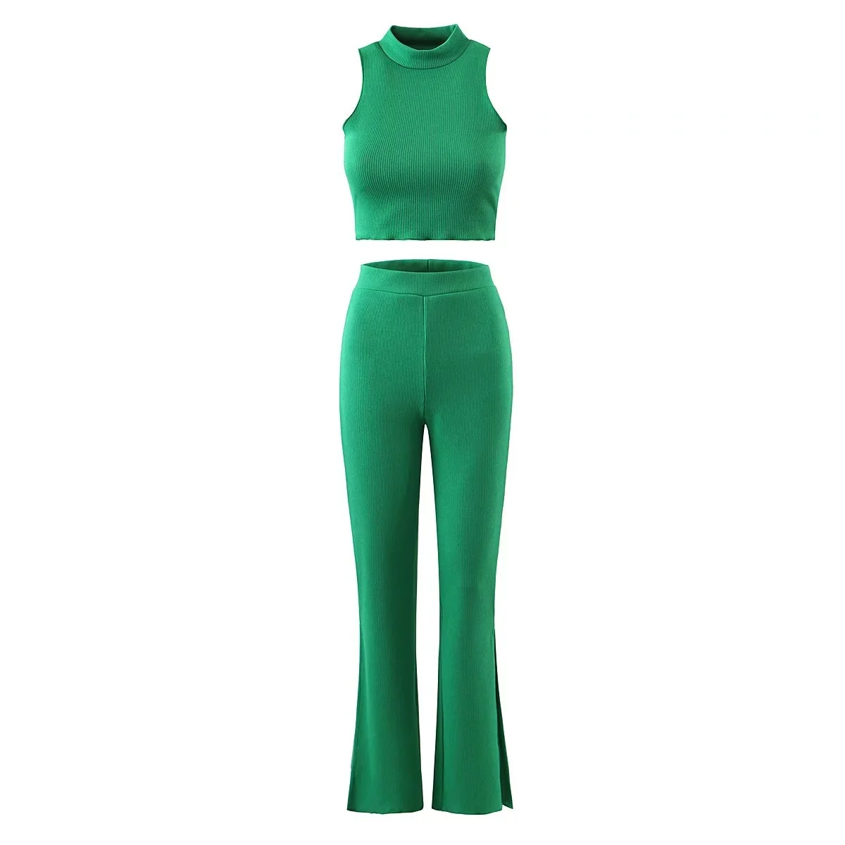 Spring new knitted navel sexy slim top + high waist knitted wide-leg pants 2-piece set
Spring new knitted navel sexy slim top + high waist knitted wide-leg pants 2-piece set
