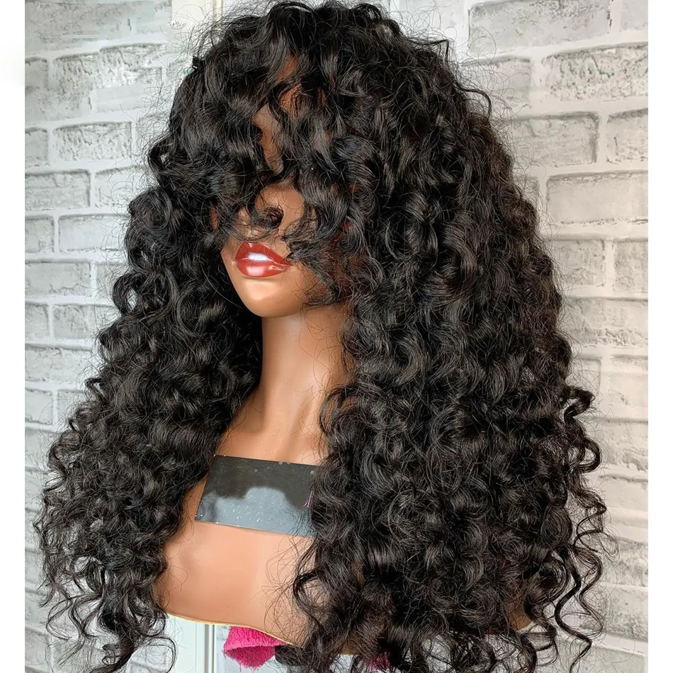 Jet Black 26 Inch Long Kinky Curly With Bangs Synthetic Machine Wig For Women Glueless Heat Resistant Fiber Wig
Jet Black 26 Inch Long Kinky Curly With Bangs Synthetic Machine Wig For Women Glueless Heat Resistant Fiber Wig