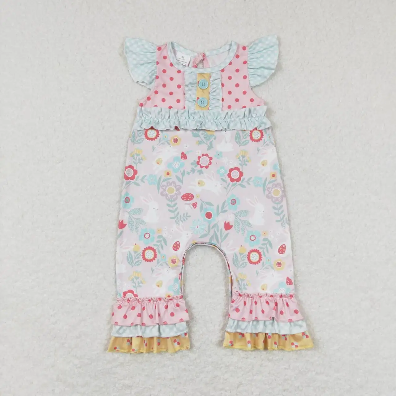 Wholesale hot sale baby kids clothes newborn toddler Floral bunny polka dot yellow lace short-sleeved onesie rompers
Wholesale hot sale baby kids clothes newborn toddler Floral bunny polka dot yellow lace short-sleeved onesie rompers