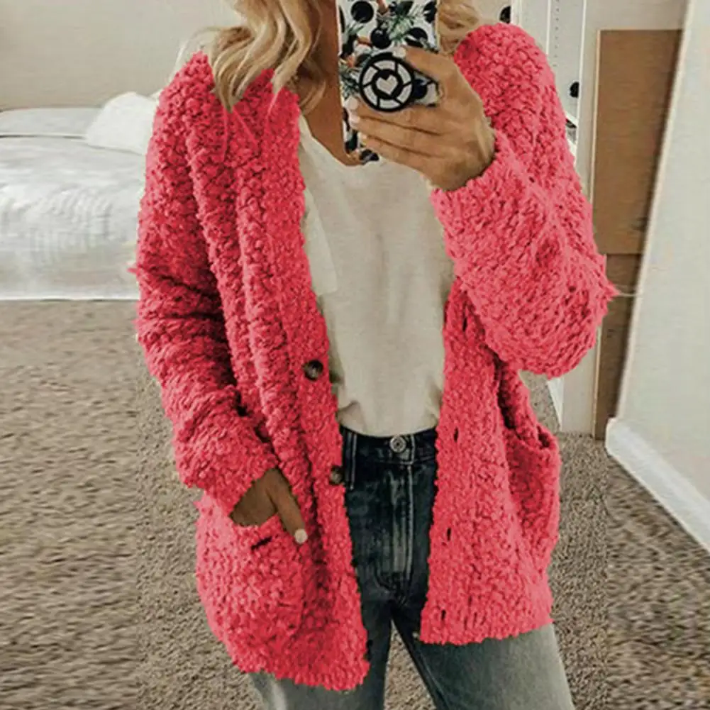 Outwear Stylish Plus Size Single-breasted Lady Coat Pockets Women Winter Coat Solid Color for Outdoor 
Outwear Stylish Plus Size Single-breasted Lady Coat Pockets Women Winter Coat Solid Color for Outdoor