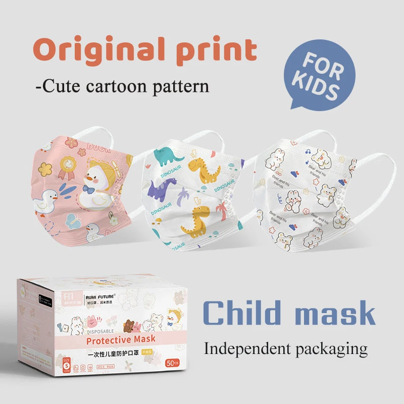 50pcs Cartoon Kids Disposable Protective Mask 3 Layer Non-woven Child Filter Hygiene Thicken Children's Face Mouth Mask
50pcs Cartoon Kids Disposable Protective Mask 3 Layer Non-woven Child Filter Hygiene Thicken Children's Face Mouth Mask