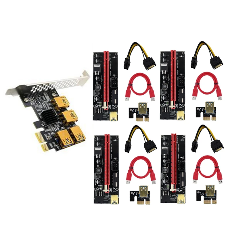 PCI Express Multiplier PCI-E Riser Card PCIE 1 to 4 Slot USB 3.0 Port 1X to 16X Adapter for Miner Mining Riser 009S
PCI Express Multiplier PCI-E Riser Card PCIE 1 to 4 Slot USB 3.0 Port 1X to 16X Adapter for Miner Mining Riser 009S