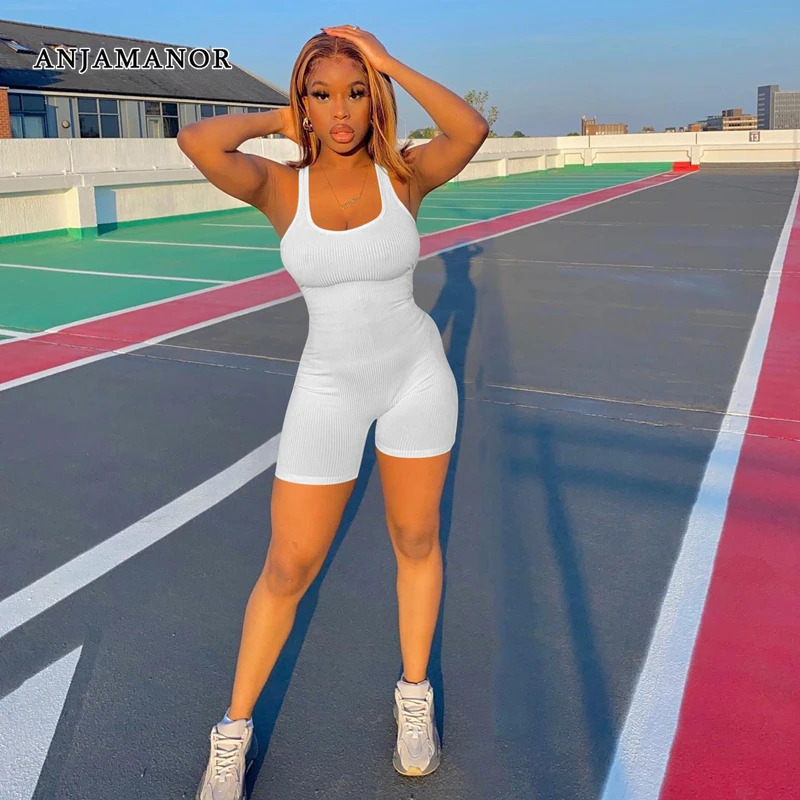ANJAMANOR One Piece Jumpsuit Short Summer Women Wholesale Clothes Sexy Sport Solid Ribbed Bodycon Rompers Playsuits D27-BG25
ANJAMANOR One Piece Jumpsuit Short Summer Women Wholesale Clothes Sexy Sport Solid Ribbed Bodycon Rompers Playsuits D27-BG25