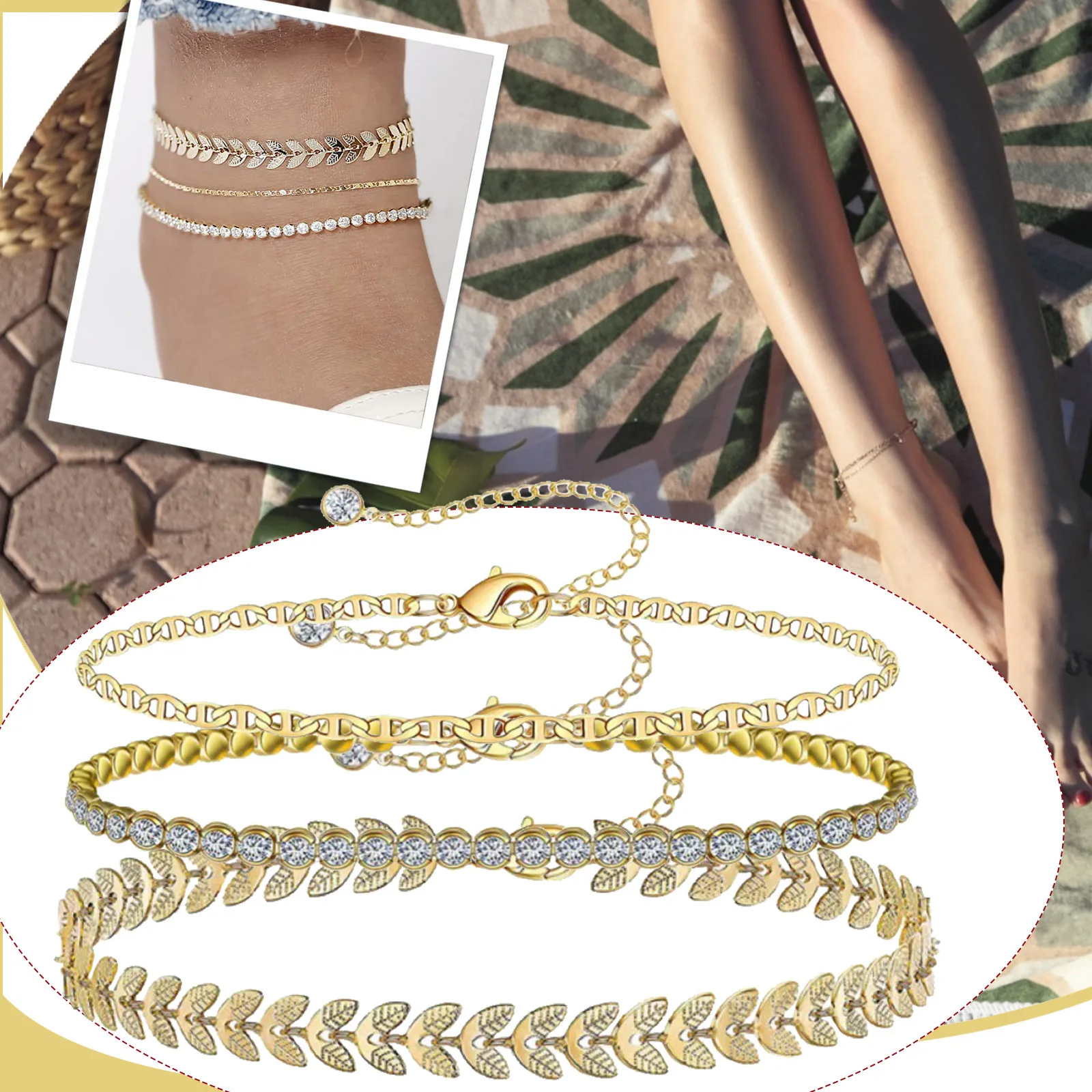Gold Ankle Bracelets For Women Gold Plated Adjustable Anklet Set 3Pcs Silver Chain
Gold Ankle Bracelets For Women Gold Plated Adjustable Anklet Set 3Pcs Silver Chain