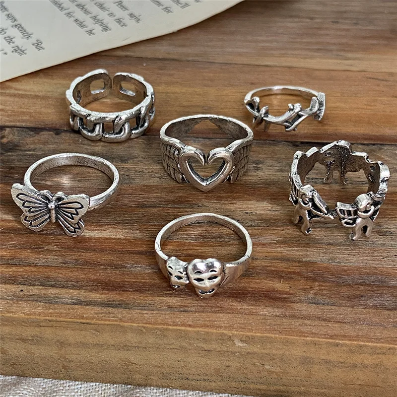 Fairycore 6pcs Vintage Silver Set of Rings K-pop Accessories Women Coquette Aesthetic Butterfly Ring Jewelry Y2k Retro Gadgets
Fairycore 6pcs Vintage Silver Set of Rings K-pop Accessories Women Coquette Aesthetic Butterfly Ring Jewelry Y2k Retro Gadgets