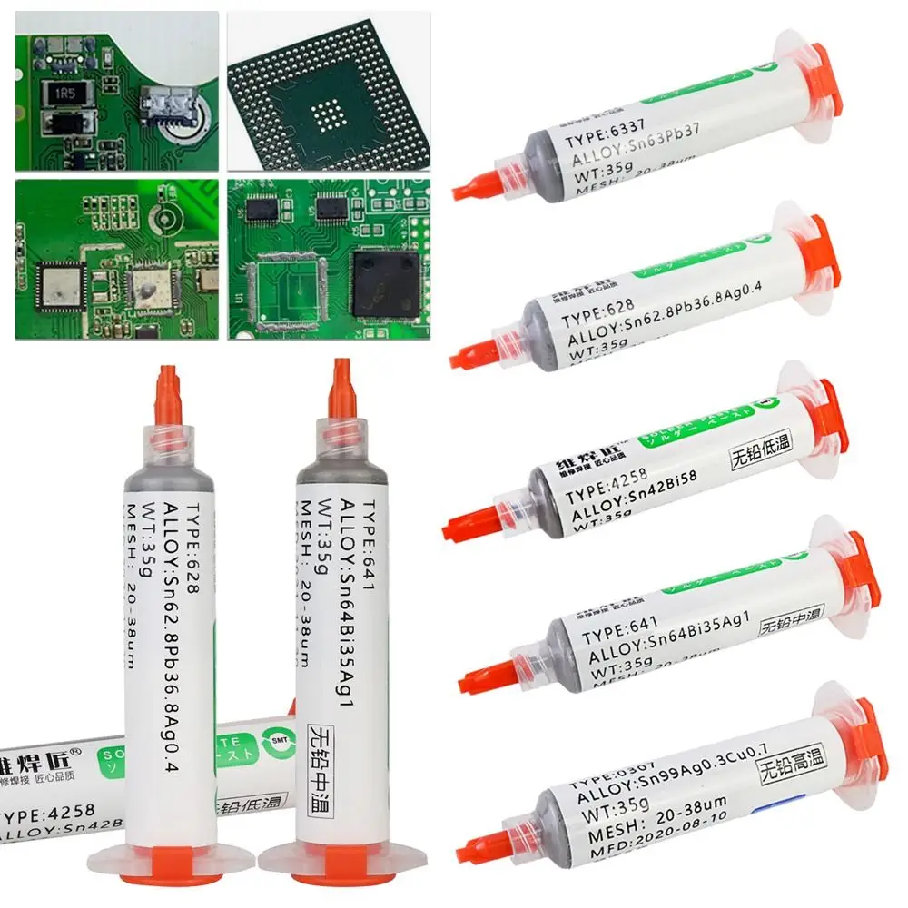 Низкая Средняя Высокая температура SMD PCB части патч механический паяльный масляный гель Sn42 Bi58 Sn63 сварочная фотопаста
Низкая Средняя Высокая температура SMD PCB части патч механический паяльный масляный гель Sn42 Bi58 Sn63 сварочная фотопаста