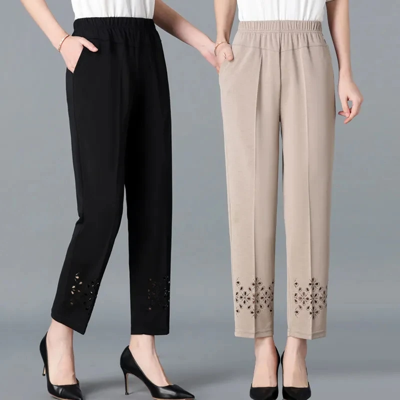 2022 New Summer Middle-aged Mother Casual Pants Womens High Waist Fashion Loose Large Size Nine-point Straight Pants Women
2022 New Summer Middle-aged Mother Casual Pants Womens High Waist Fashion Loose Large Size Nine-point Straight Pants Women