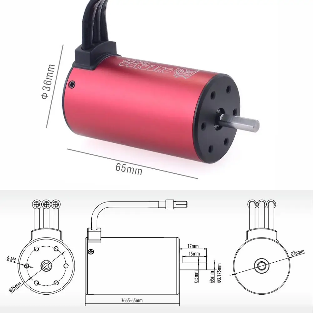 Surpass Hobby KK бесщеточный мотор 3665 Водонепроницаемый ESC 2200 2600 3100 KV с 80A тепла