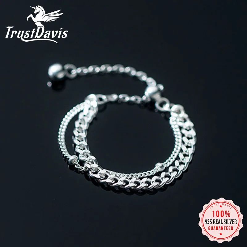 Trustdavis Real 925 Sterling Silver Fashion Romantic Sweet Double Chain Ring Sizable For Women Wedding Party Fine Jewelry DB1029
Trustdavis Real 925 Sterling Silver Fashion Romantic Sweet Double Chain Ring Sizable For Women Wedding Party Fine Jewelry DB1029
