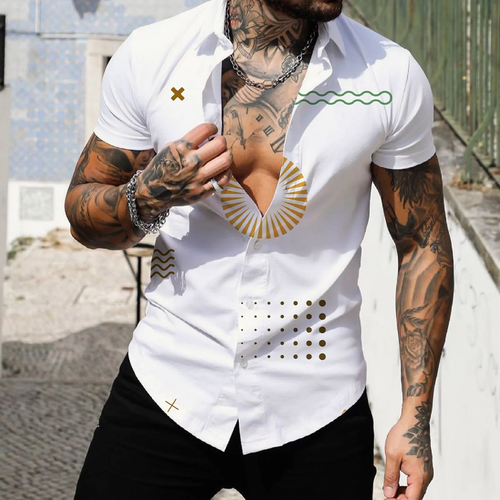 Men Spring Summer Single Breasted Casual Lapel Full Print Beach Short Sleeve Vacation Outdoor Holiday Plain Teal Shirts Men 
Men Spring Summer Single Breasted Casual Lapel Full Print Beach Short Sleeve Vacation Outdoor Holiday Plain Teal Shirts Men