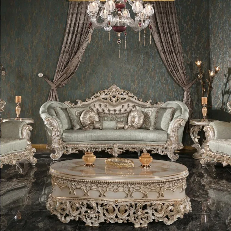 Custom European luxury solid wood sofa combination Italian fabric French court carved living room furniture 
Custom European luxury solid wood sofa combination Italian fabric French court carved living room furniture