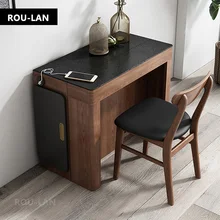 Nordic Slate Folding Small Dining Table Dining Chair Small Apartment Retractable Slate Dining Table Home