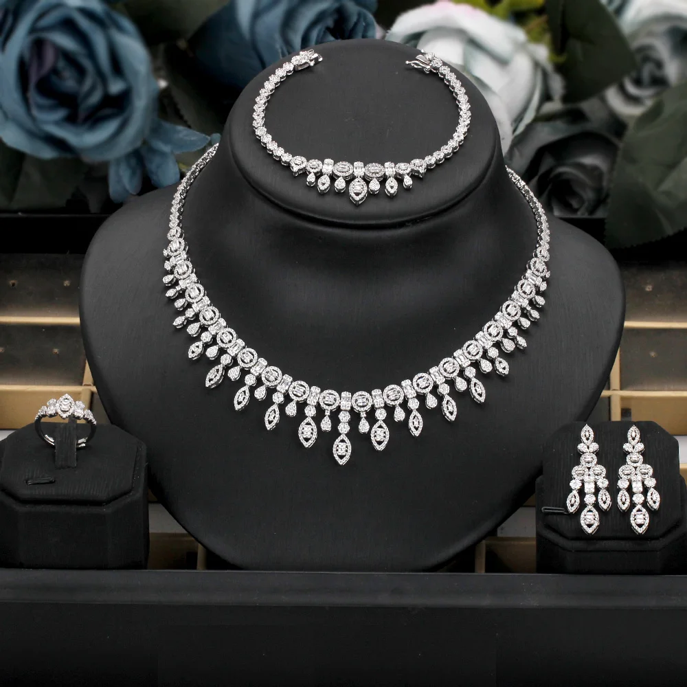 BrideTalk Charming 4PCS Necklace Earrings Ring And Bracelet Set For Women Wedding Got Engagement High Quality Bridal Jewelry
BrideTalk Charming 4PCS Necklace Earrings Ring And Bracelet Set For Women Wedding Got Engagement High Quality Bridal Jewelry