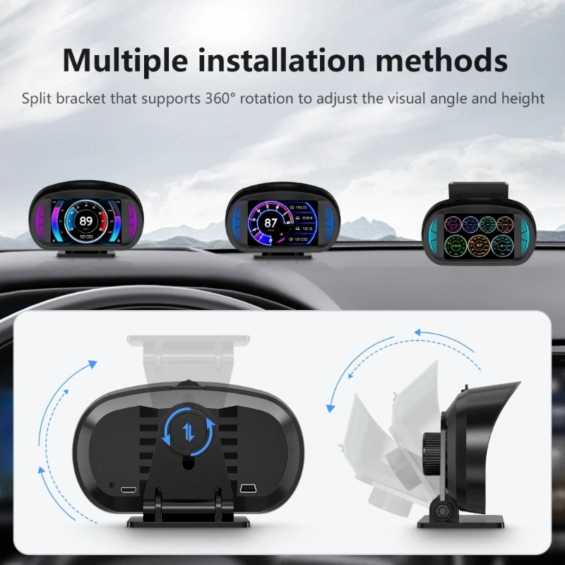 

Автомобильный P2 HUD Дисплей светодиодный GPS скоростной компас-одометр лобовое стекло проектор сверхскоростная сигнализация усталость напоминание о вождении H8WE