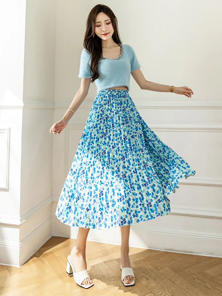 2022 Summer New Flower Skirts Female Elastic Waist Vintage Print Swing Skirt Korean Style Pleated Woman Skirts Saia Feminina
2022 Summer New Flower Skirts Female Elastic Waist Vintage Print Swing Skirt Korean Style Pleated Woman Skirts Saia Feminina