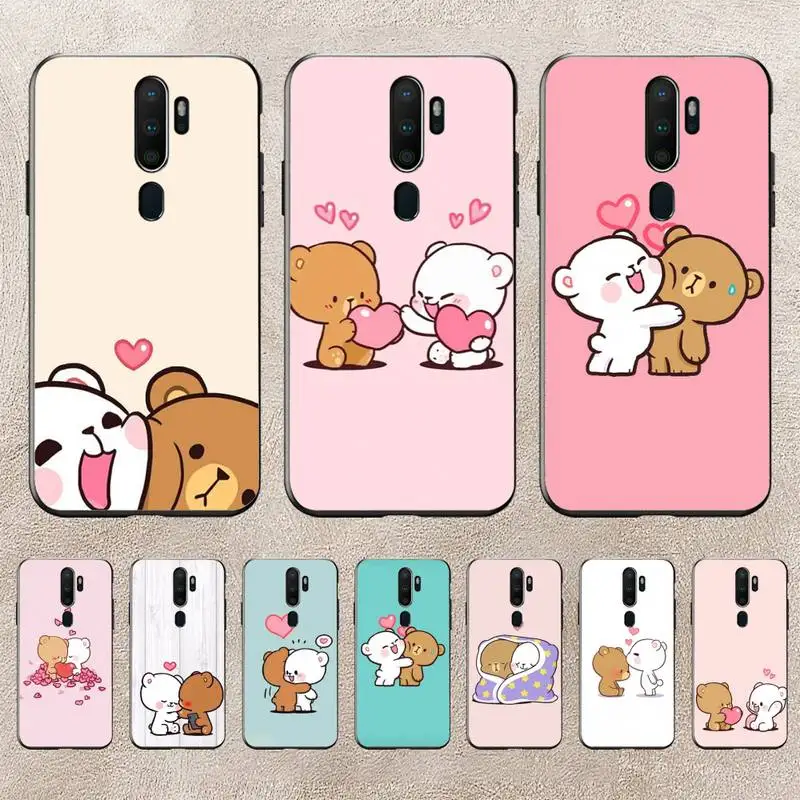 

Cartoon Brown Bear Kiss Phone Case For Redmi 9A 8A 6A Note 9 8 10 11S 8T Pro Max 9 K20 K30 K40 Pro PocoF3 Note11 5G Case