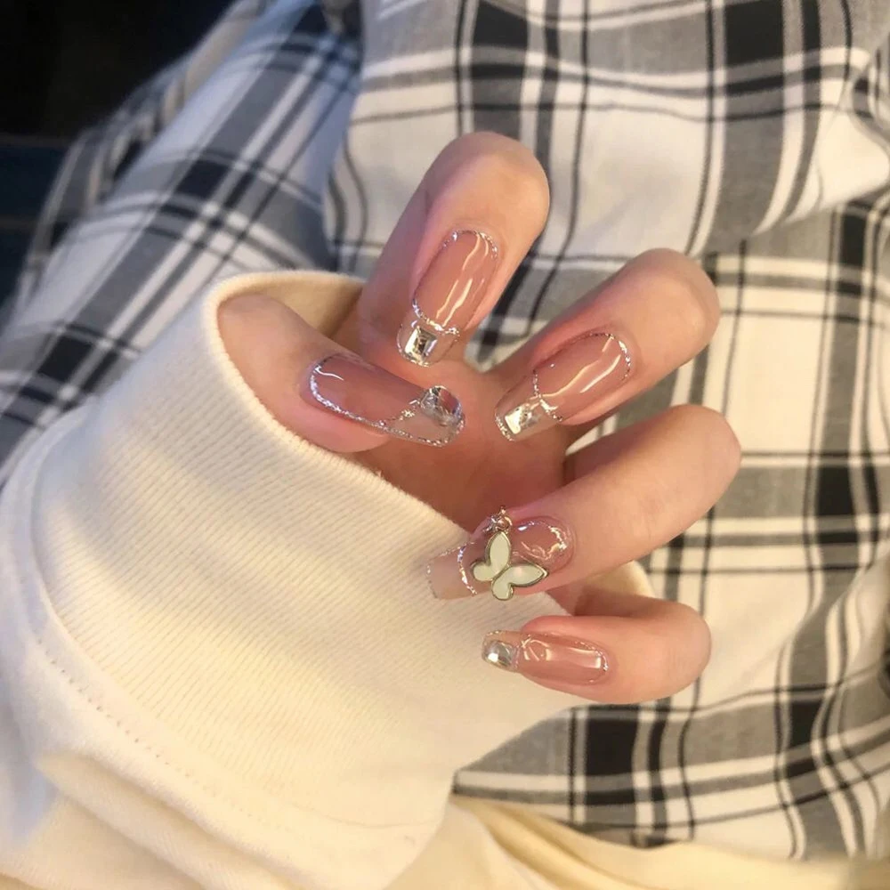 Прозрачные накладные ногти 24 шт. глянцевые 3D накладные ногти в форме бабочки для женщин и девочек во французском стиле наклейки для ногтей с... 
Прозрачные накладные ногти 24 шт. глянцевые 3D накладные ногти в форме бабочки для женщин и девочек во французском стиле наклейки для ногтей с...