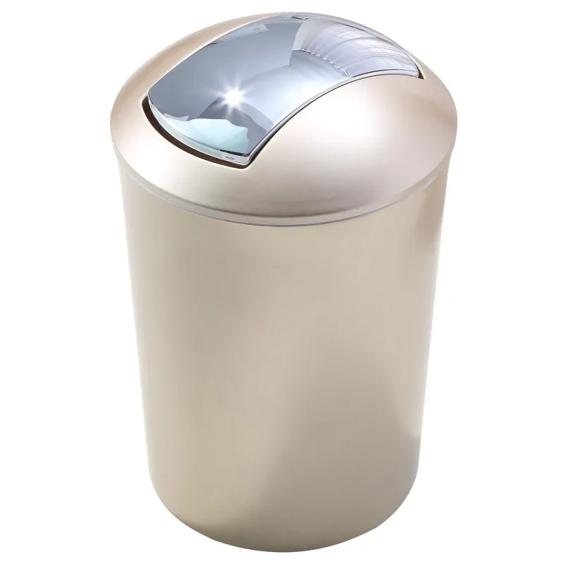 

Round Lid Trash Can Plastic Bedroom Living Room Gadgets Large Kitchen Trash Can Office Bathroom Essential Prullenbak Waste Bins