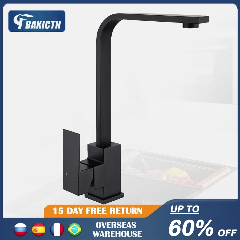 Bakicth Square Kitchen Faucet Matte black/Chorme Hot and Cold Kitchen Sink Tap 360 Degree Rotation Mixer Deck Mounted Water Taps
Bakicth Square Kitchen Faucet Matte black/Chorme Hot and Cold Kitchen Sink Tap 360 Degree Rotation Mixer Deck Mounted Water Taps