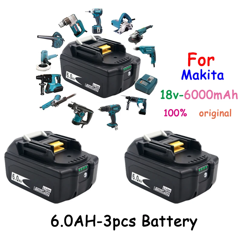1-3PCS BL1860 Rechargeable Battery 18 V 6000mAh Lithium ion for Makita 18v Battery BL1840 BL1850 BL1830 BL1860B LXT 400
1-3PCS BL1860 Rechargeable Battery 18 V 6000mAh Lithium ion for Makita 18v Battery BL1840 BL1850 BL1830 BL1860B LXT 400