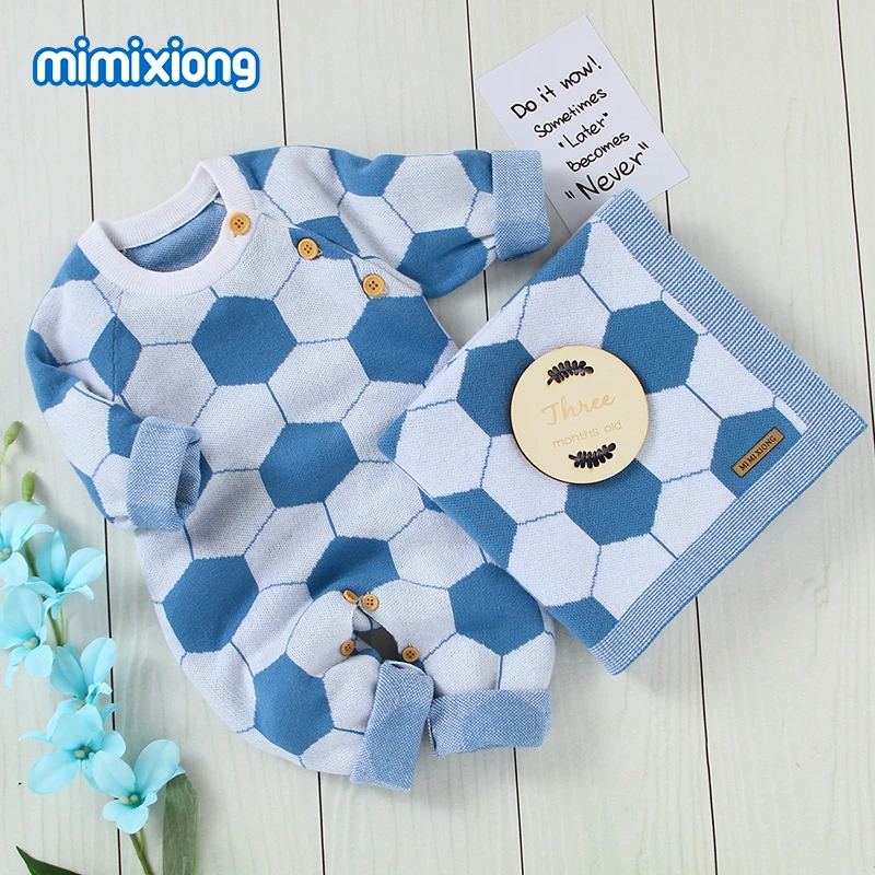 Baby Rompers Clothes Winter Football Knitted Newborn Netural Cotton Playsuits Blankets Sets for Infant Boys Girls Sets 2PCS Wear
Baby Rompers Clothes Winter Football Knitted Newborn Netural Cotton Playsuits Blankets Sets for Infant Boys Girls Sets 2PCS Wear